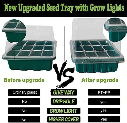 Seed Starter Kit with Humidity Dome, 5 Packs, Plastic Tray, Indoor/Outdoor Usage