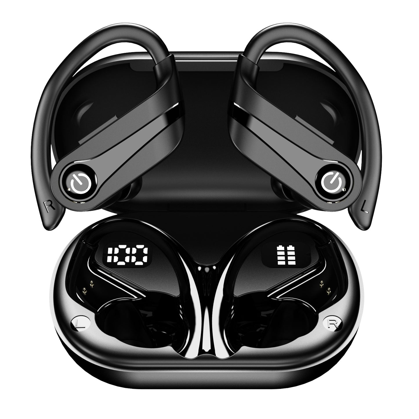 Bluetooth Headset, Wireless Headset with LED Display Charging Case